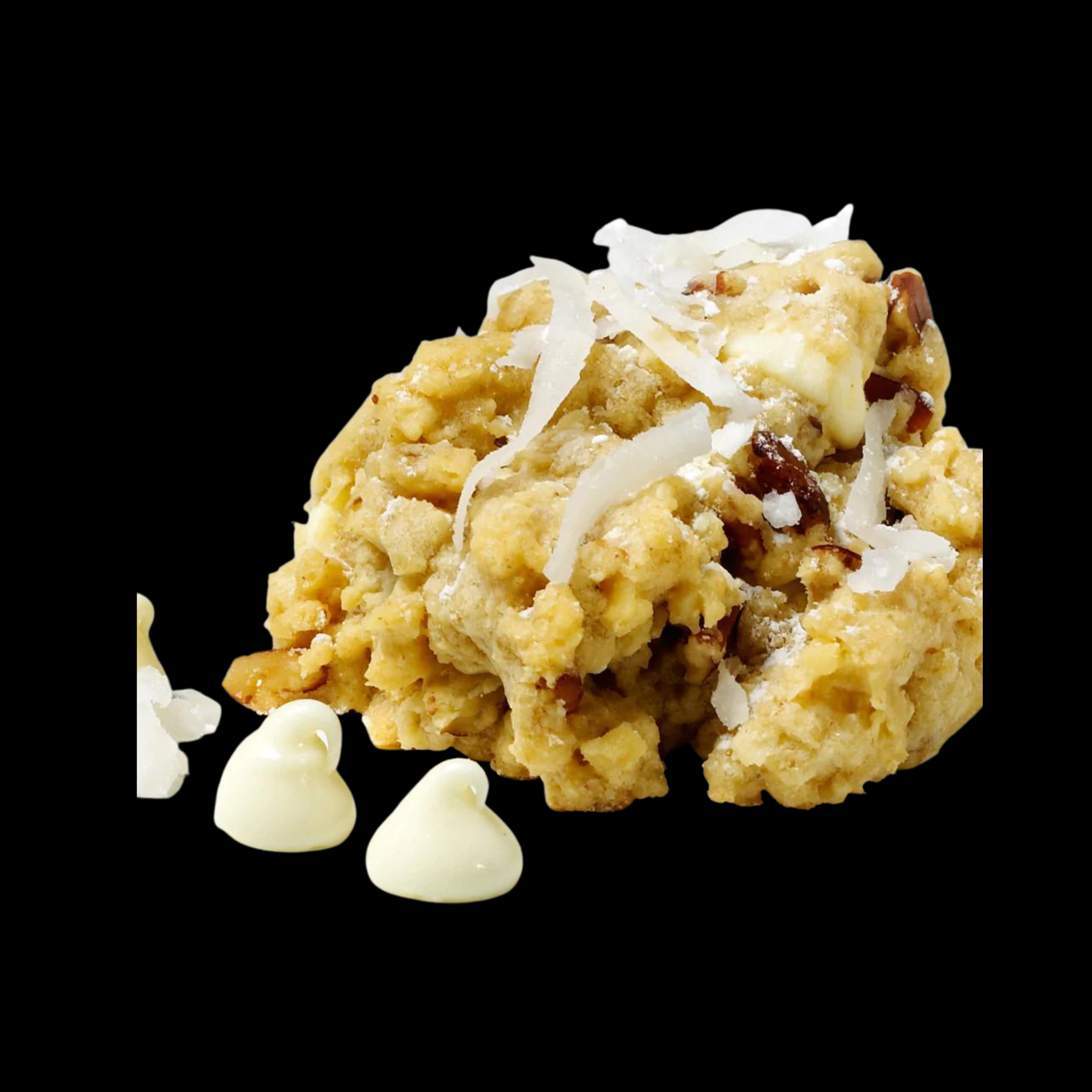 Our gourmet, handcrafted White Chocolate Coconut Divine cookie. | Monica's Gourmet Cookies