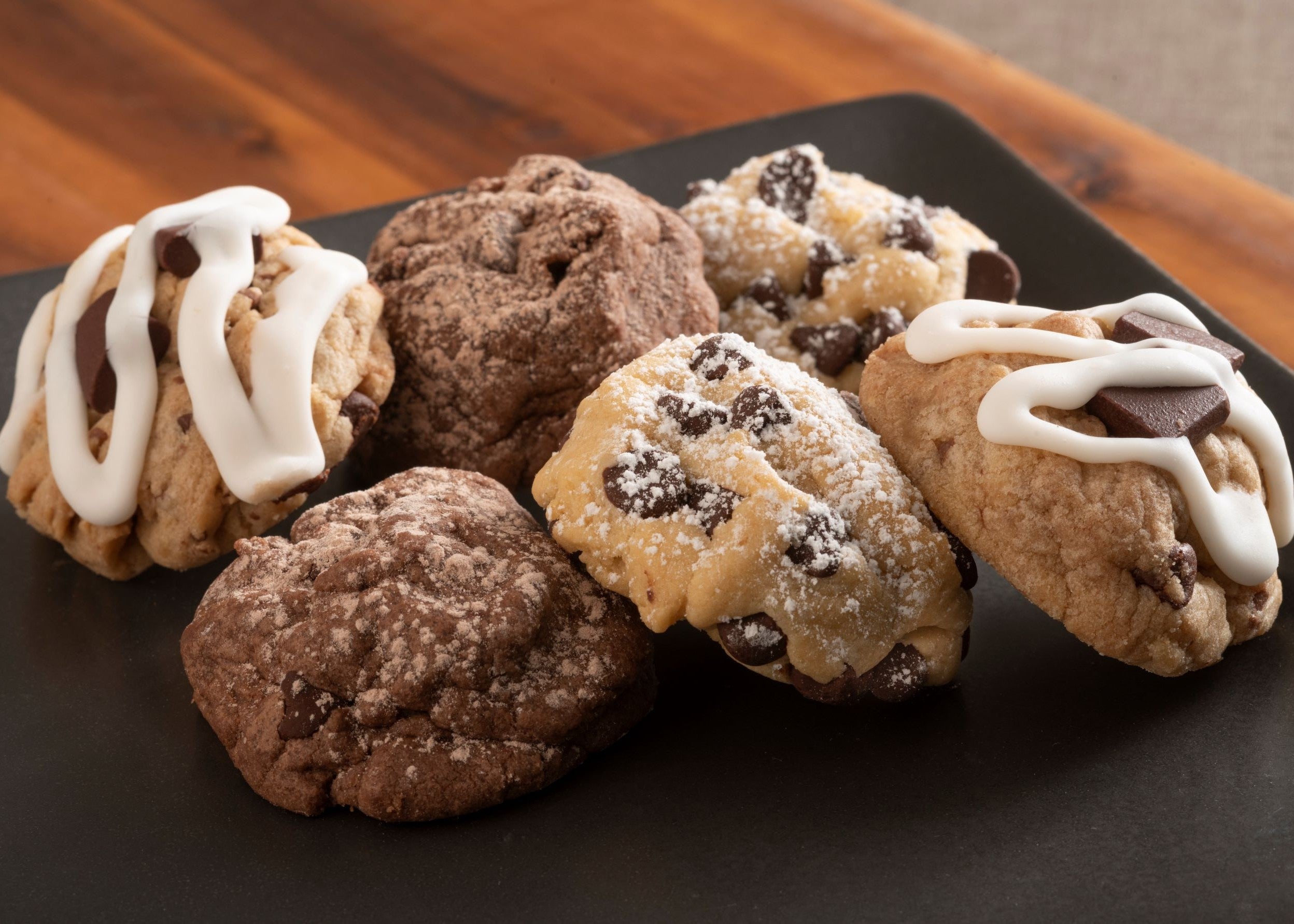 Our caramel rock, brownie grenade, and signature chocolate chip.