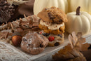 Mocha chocolate chip, campfire, iced pumpkin, and candied chocolate chips on a fall platter.