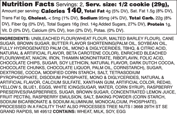 ICED BROWNIE RASPBERRY NUTRITION LABEL