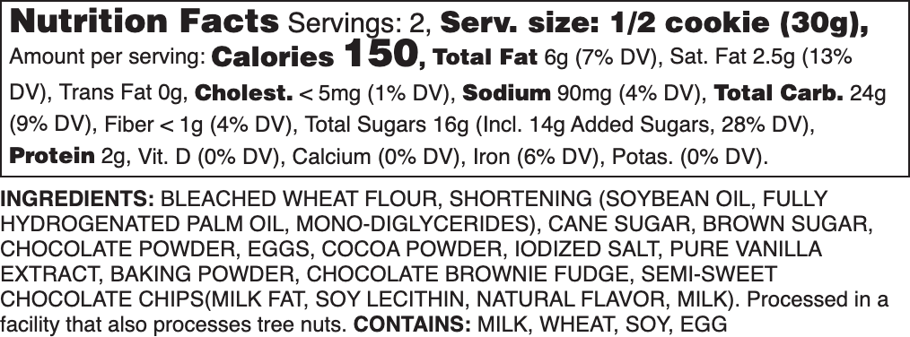 Chocolate Brownie Grenade nutritional label.