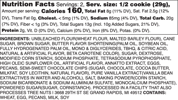 chocolate chip pecan label

