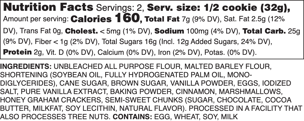 Campfire Nutrition Label