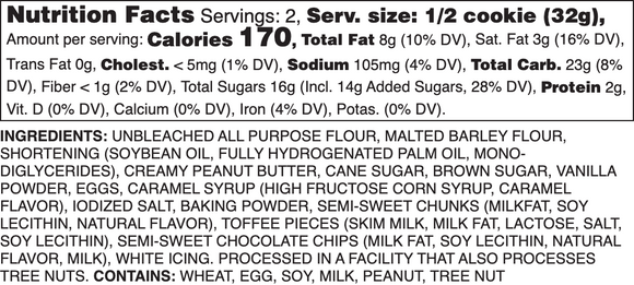 Caramel Rock Nutrition Label 