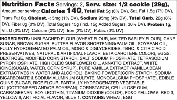 Iced Sugar Gems Nutrition Label