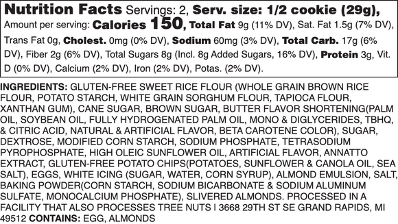 GLUTEN-FREE ICED ALMOND NUTRITION LABEL