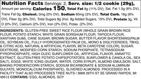 GLUTEN-FREE ICED ALMOND NUTRITION LABEL
