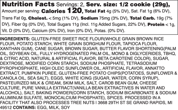 GLUTEN-FREE ICED PUMPKIN NUTRITION LABEL