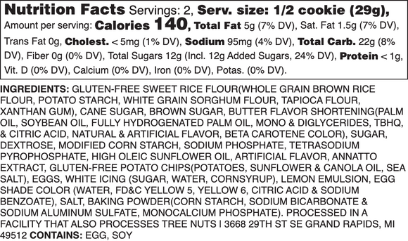 GLUTEN-FREE ICED LEMON NUTRITION LABEL