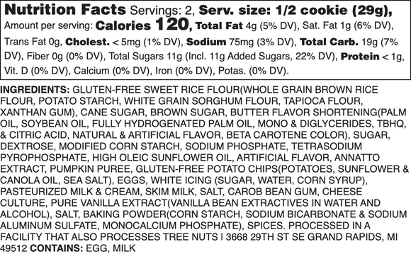 GLUTEN-FREE ICED PUMPKIN NUTRITION LABEL