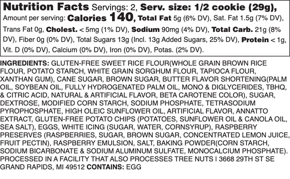 GLUTEN-FREE ICED RASPBERRY NUTRITION LABLE 