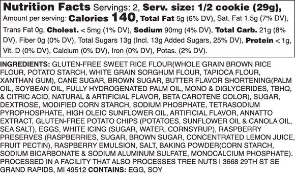 GLUTEN-FREE ICED RASPBERRY NUTRITION LABEL