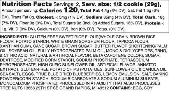 Gluten-free Sugared Lemon Blueberry Nutrition Label