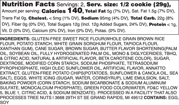 GLUTEN-FREE ICED KEYLIME NUTRITION LABEL