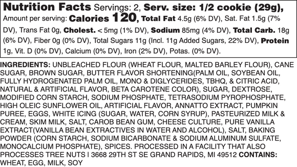 Iced Pumpkin Nutrition Label