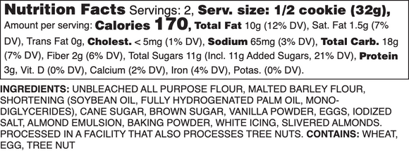Iced Almond Nutrition Label