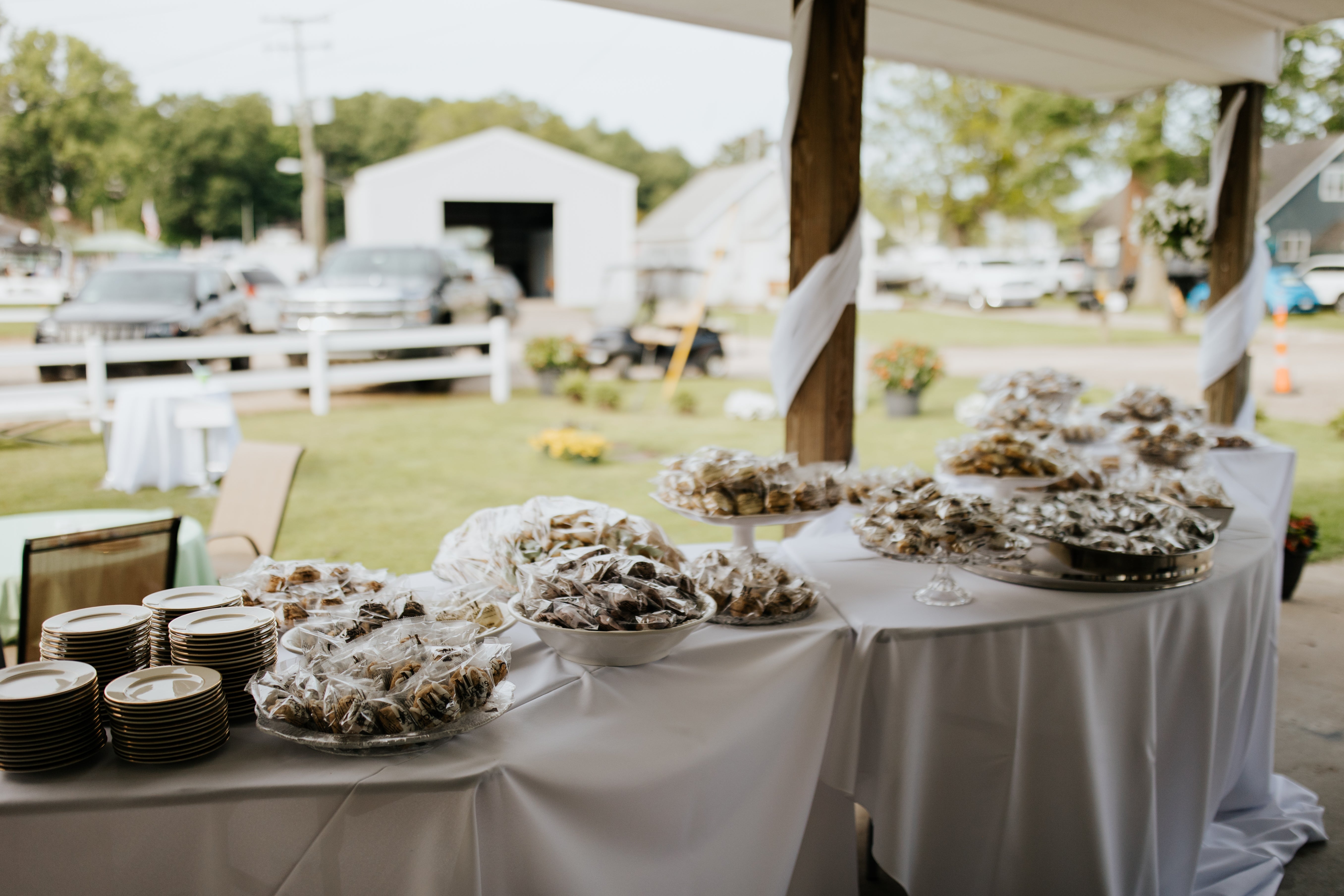 A dessert table featuring a variety of our individually wrapped cookies.