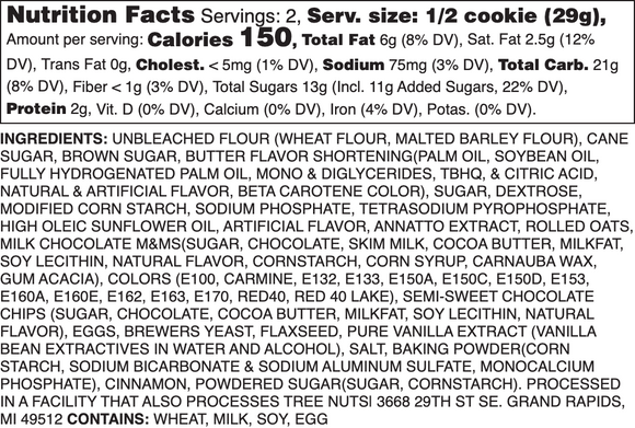 LACTATION, COOKIES N' MILK NUTRITION LABEL