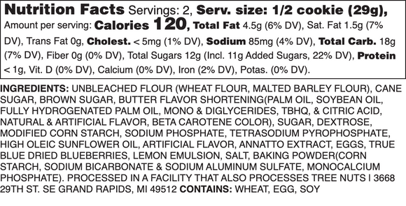 SUGARED LEMON BLUEBERRY NUTRITION LABEL 