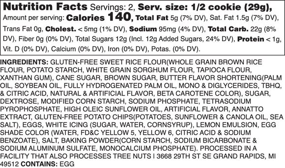 GLUTEN-FREE ICED LEMON NUTRITION LABEL