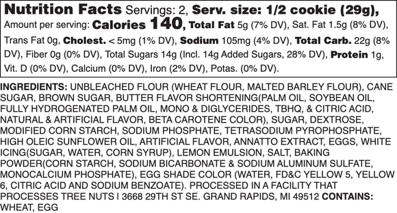 ICED LEMON NUTRITION LABEL