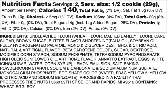 ICED LEMON NUTRITION LABEL