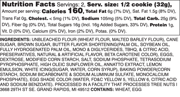 Iced Lemon Nutrition Label
