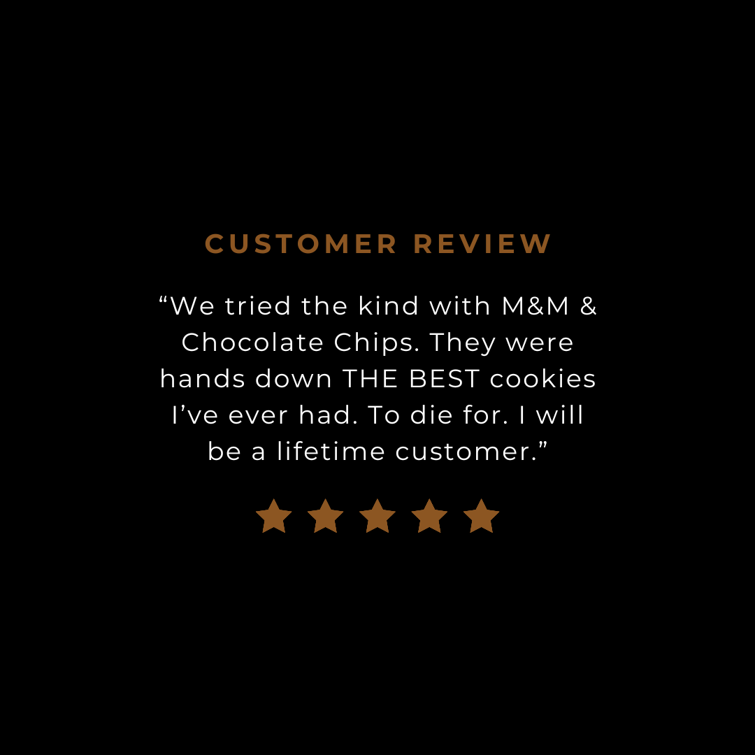 Customer review about our Candied Chocolate Chip cookie.