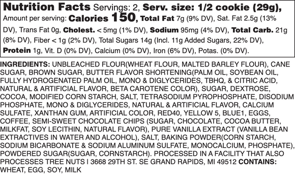 MOCHA CHOCOLATE CHIP NUTRITION LABEL