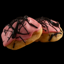 Our seasonal, handcrafted, gourmet Naughty Almond cookie, featuring an almond dough, an almond/raspberry icing, and dark chocolate drizzle.