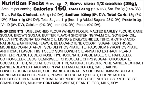 PEANUT BUTTER CHOCOLATE CHIP DELIGHT NUTRITION LABEL.