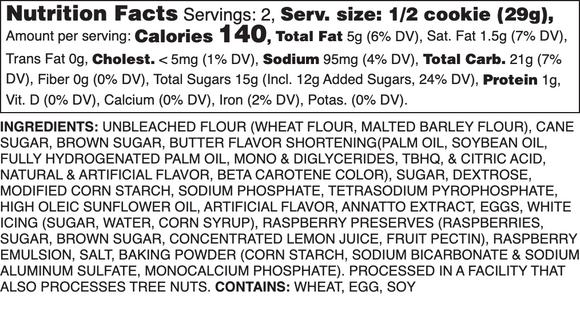 ICED RASPBERRY NUTRITION LABEL
