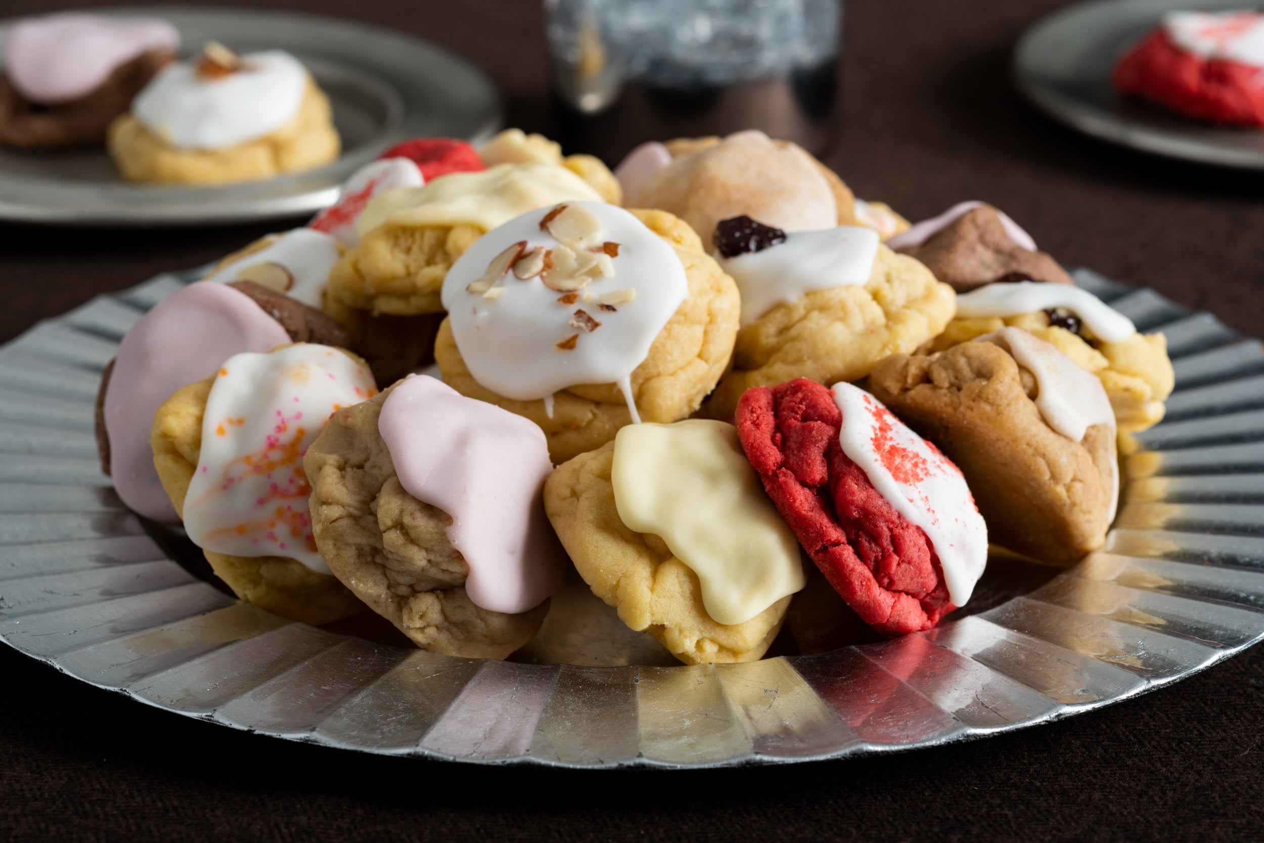 Platter of Iced cookies.
