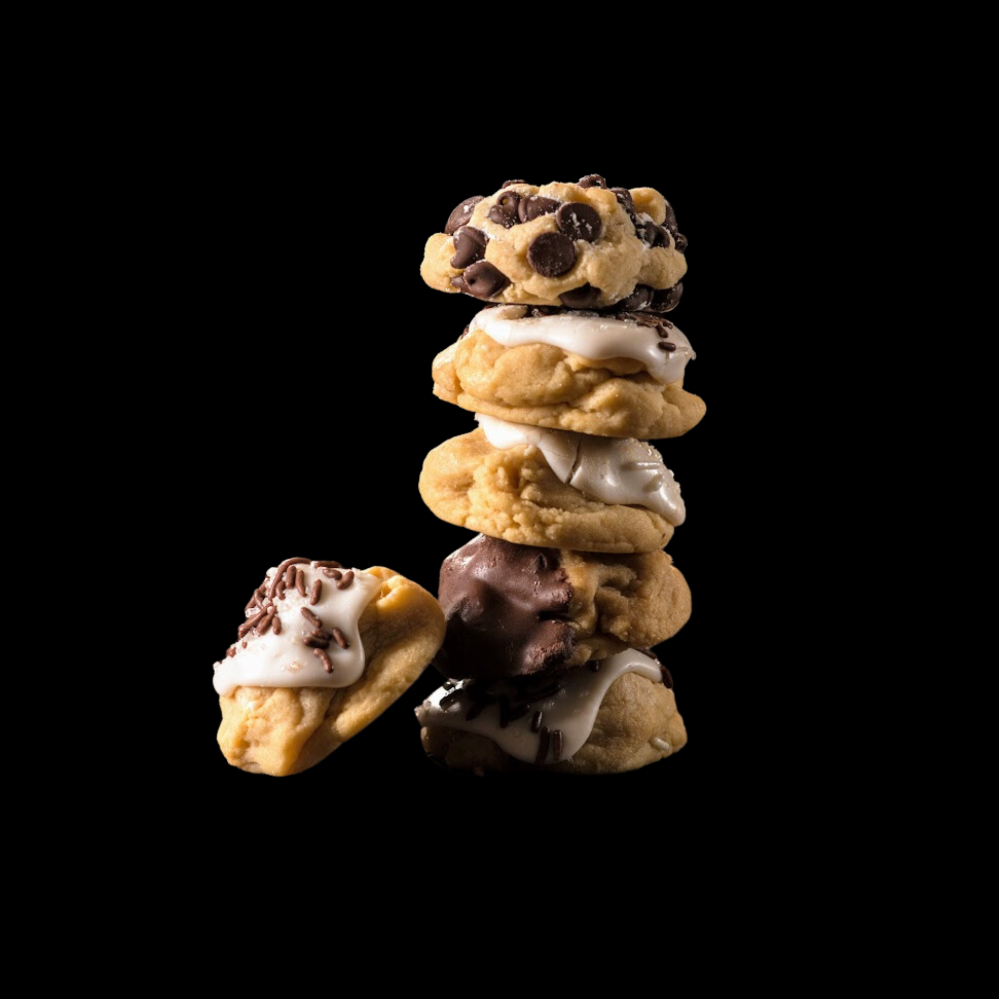 A stack of gourmet cookies.