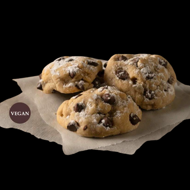 Our gourmet Vegan Dark Chocolate Chip cookie!