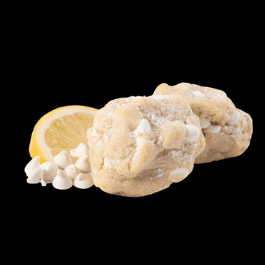 Our gourmet, handcrafted White Chocolate Lemon Chiffon cookie, with lemon dough, white chocolate, and powdered sugar.