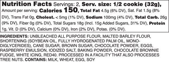 Iced Brownie Raspberry Nutrition Label