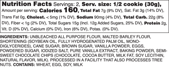 Chocolate Chip Nutrition Label
