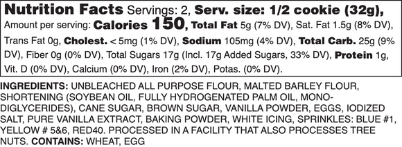 Iced Sugar Gems Nutrition Label
