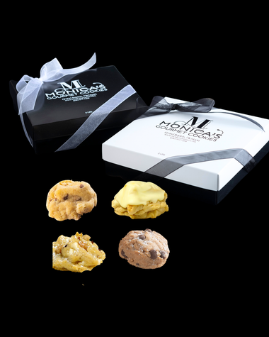 Mr. Cookie Mix: Iced Lemon, Sugared Almond Toffee, White Chocolate Macadamia, and Peanut Butter Chocolate Delight.