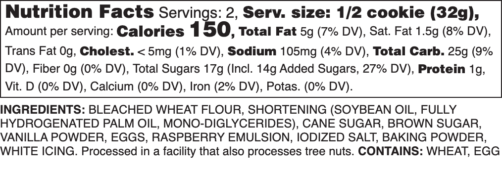 Iced Raspberry Nutrition Label