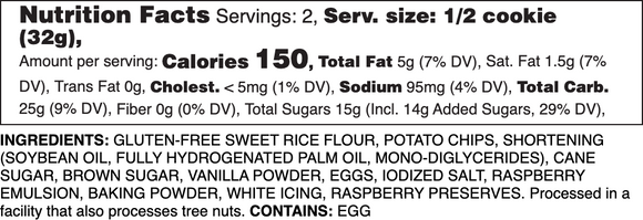 Gluten-Free Iced Raspberry Nutrition Label.