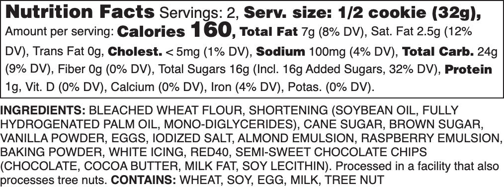 The Naughty Almond Nutrition Label.