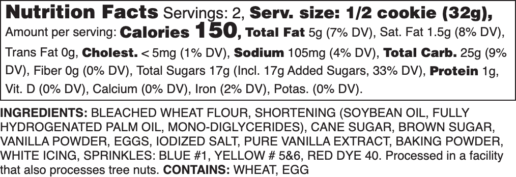 Iced Sugar Gems Nutrition Label
