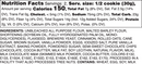Lactation Cookie Nutrition Label