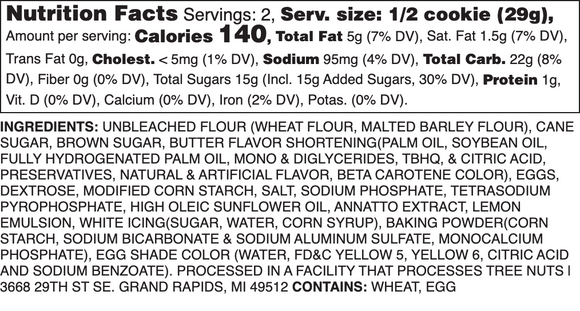 Iced Lemon Nutrition Label