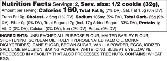 Iced Keylime Nutrition Label
