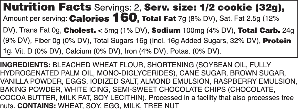 Naughty Almond Nutrition Label.
