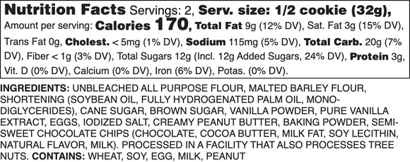 Peanut Butter Chocolate Delight Nutrition Label