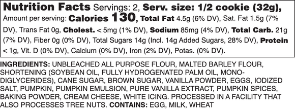 Iced Pumpkin Nutrition Label